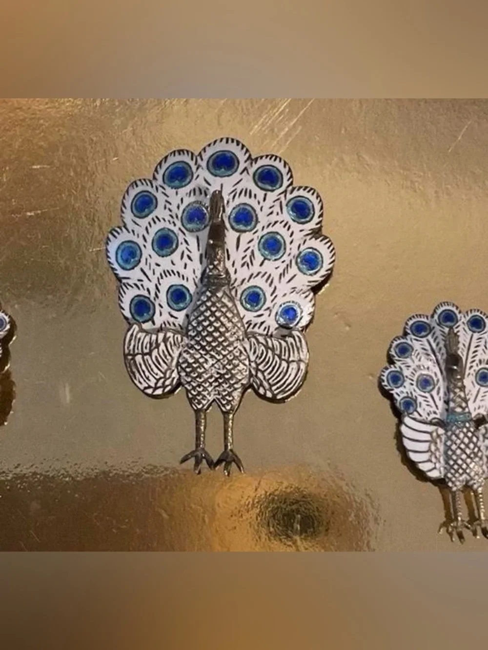 Vintage‎ silver peacock brooch and earrings